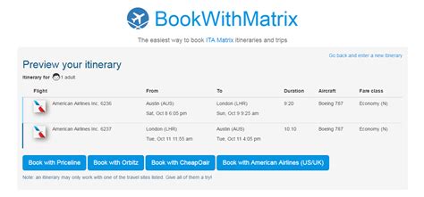 ita matrix online booking