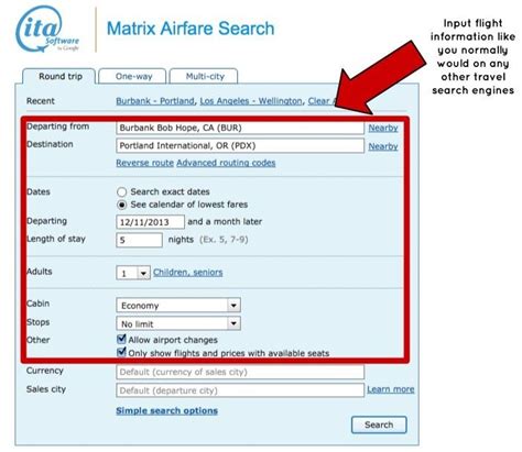 ita matrix options and features