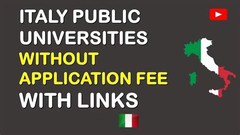 italian universities without application fee
