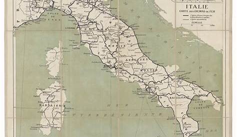 Italie. Carte des chemins de fer