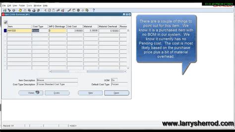 item cost query in oracle apps r12
