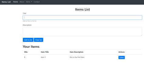 Item List In Javascript