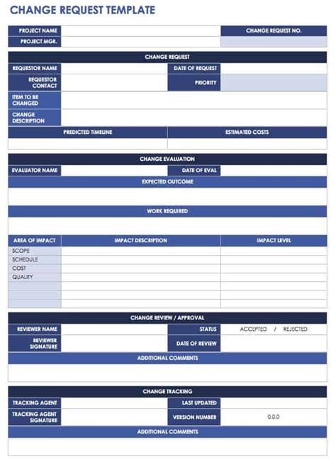 itil request for change form template