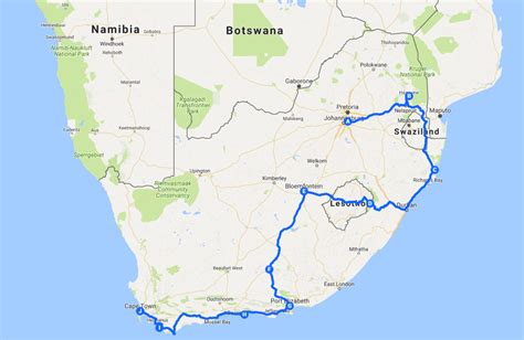 itinerary of travel to south africa