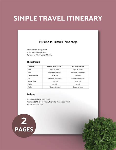 School Trip Itinerary Template