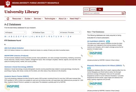 iu library databases a-z