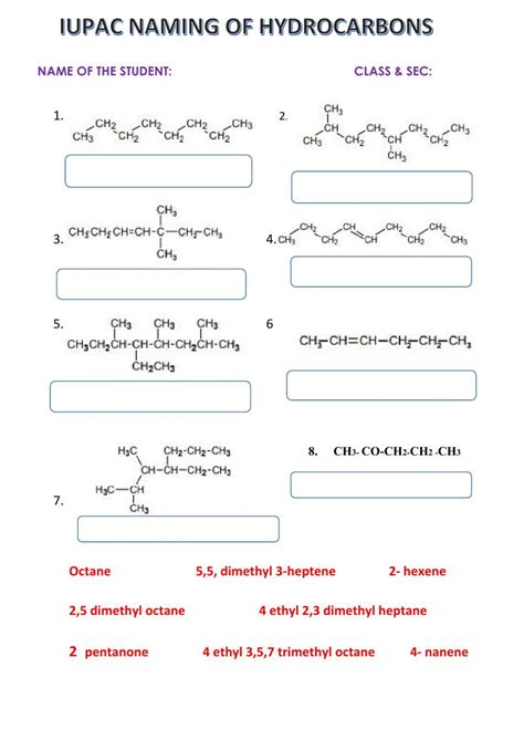 iupac naming questions class 10