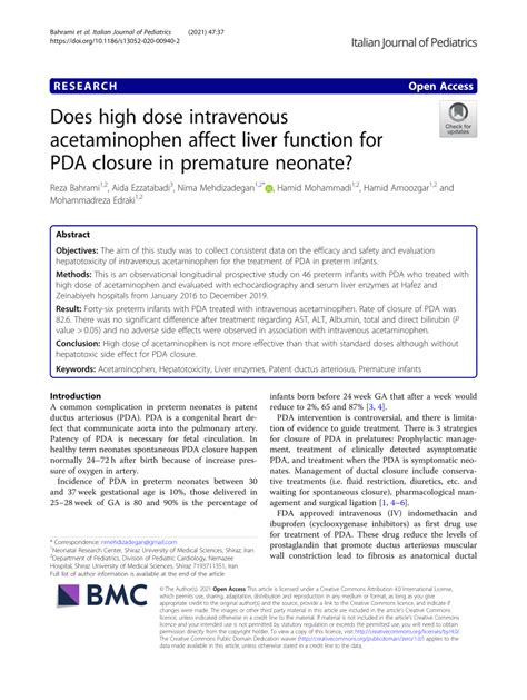 Iv Acetaminophen Pda Closure