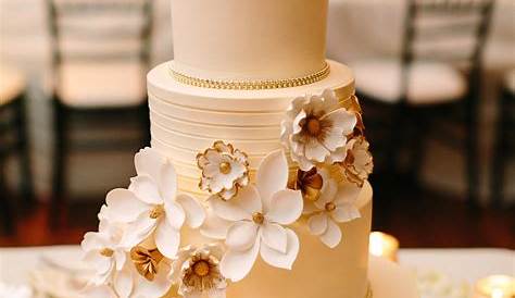 Ivory And Gold Wedding Cake Designs &