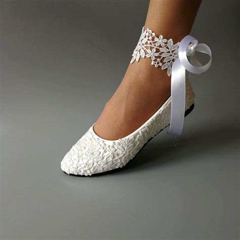 Ivory Flat Lace Wedding Shoes, Fashion Beading Bridal Shoes L929