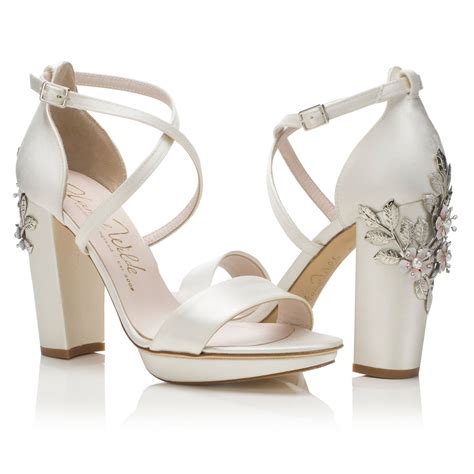 Perfect Bridal Indi Dyeable Ivory Satin Block Heel Ankle Strap Court