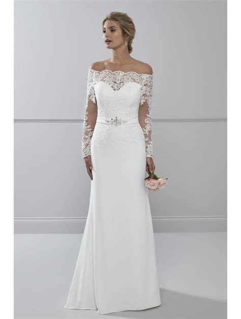 Simple Ivory Long Sleeves Satin A Line Wedding Dresses OKG43 Okdresses