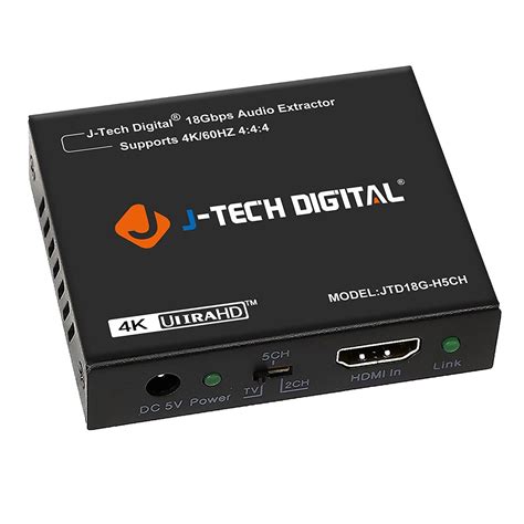 JTech Digital 5 Port HDMI Switch & Audio Extractor SPDIF Jack Stereo