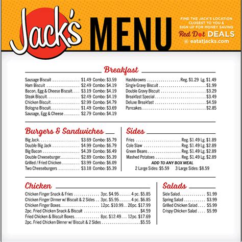 jack's hamburger menu