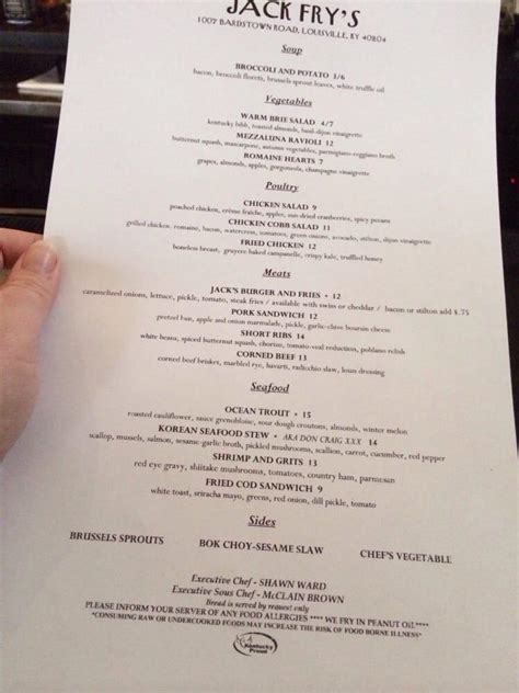 Discover Jack Fry's Culinary Masterpiece: Menu That tantalizes Your Taste Buds