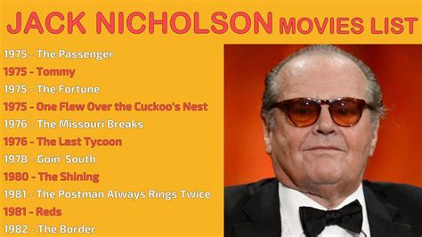 jack nicholson movies chronological list
