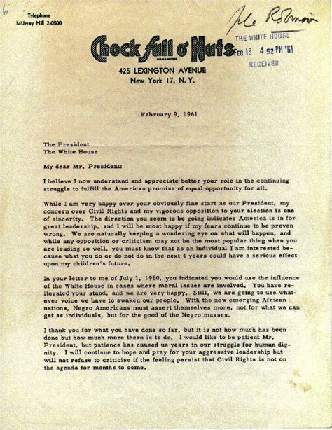 jackie robinson letter to president