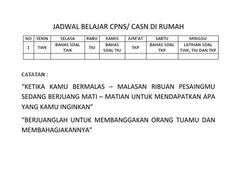 Jadwal belajar CPNS