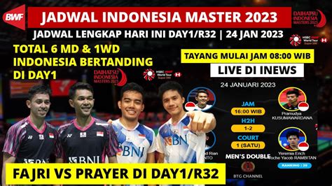 jadwal indonesia master 2023 hari ini