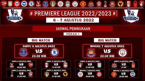 jadwal lengkap liga inggris 2022/2023