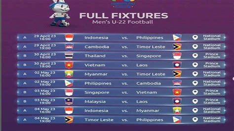 jadwal pertandingan sea games 2023