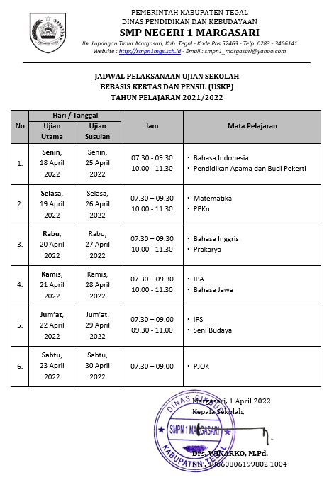 jadwal ujian uskp 2022