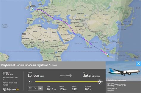 jakarta to london flight time