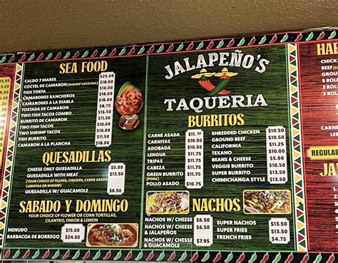 Jalapenos Tahoe Menu