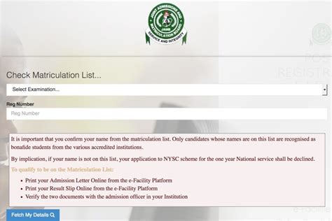 jamb institution matriculation list