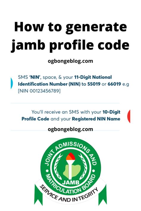 jamb profile code sms