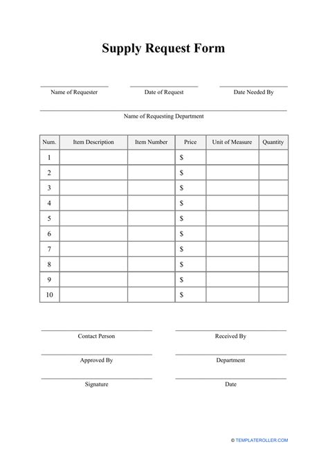 janitorial supply request form template