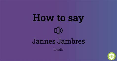jannes and jambres pronunciation