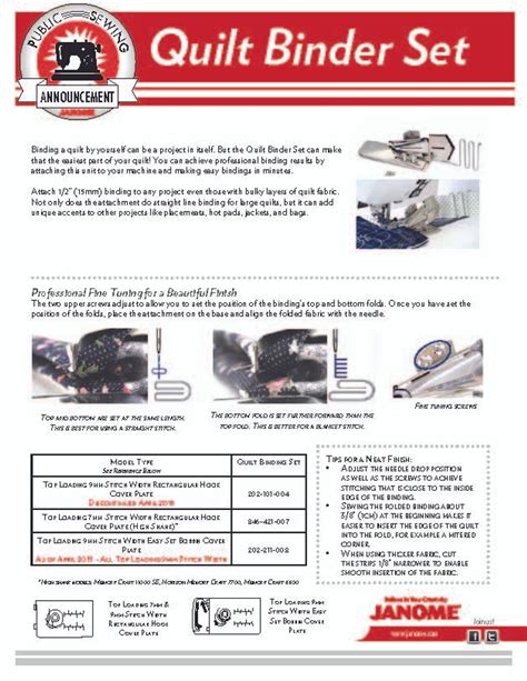 Janome Quilt Binder Set