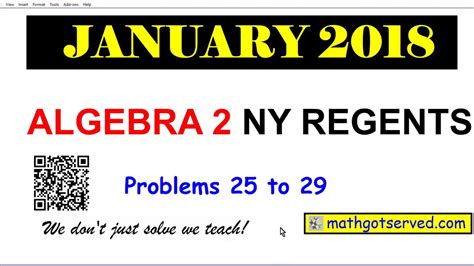 January 2020 Algebra Regents Answers 1