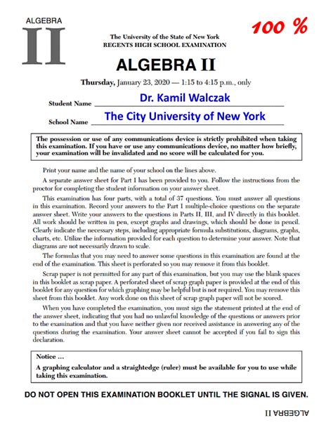 January 2020 Algebra 2 Regents Answer Key: Everything You Need To Know