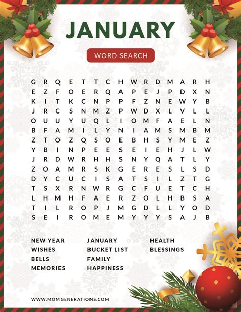 Printable January Word Search Cool2bKids