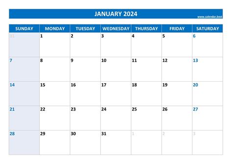 january 2024 calendar blue