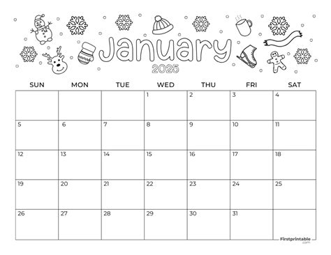 January Printable White And Gold