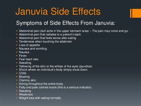 januvia weight loss side effects