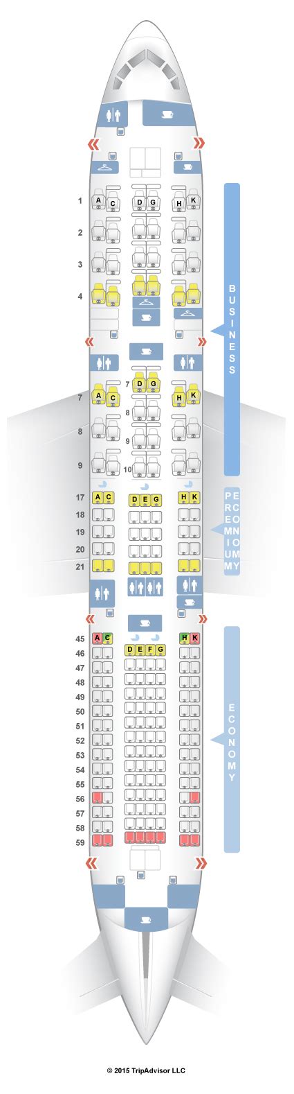 japan airline business class seat map