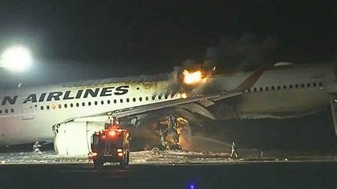 japan airlines aircraft on fire