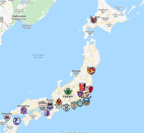 japan soccer league map