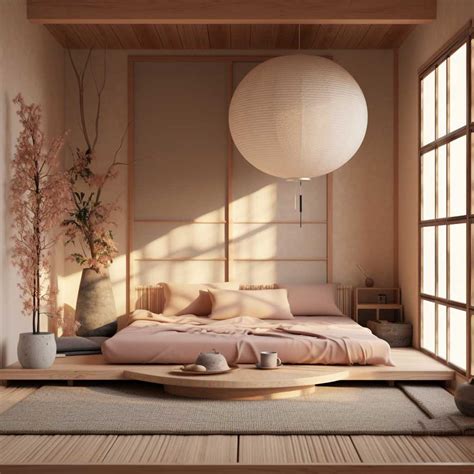 Japandi bedroom with maximized space