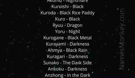 Japanese Names with Dark Meanings | Dark, Darkness, Black Japanese Names