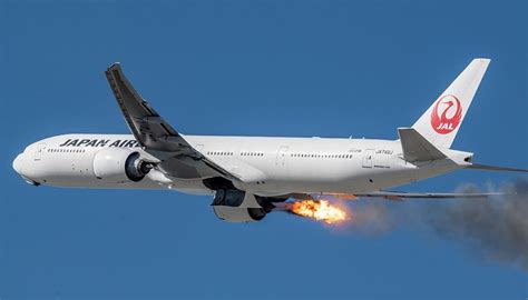 japanese airliner on fire
