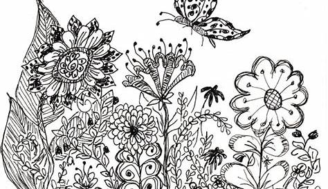 Jardin Dessin Noir Et Blanc Coloriage Fleurs En Gratuit