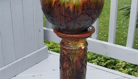 Jardiniere Plant Stand And Pot Antique Torchere Marquetry