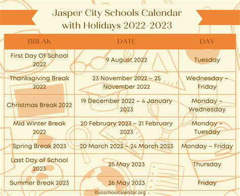 jasper city schools calendar