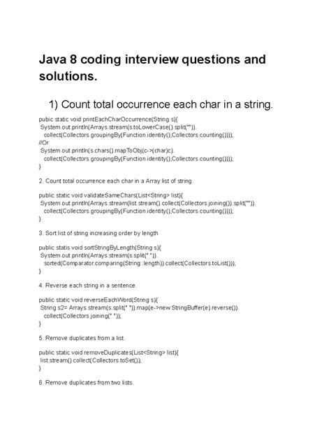 java 8 coding interview questions for 7 years experience pdf