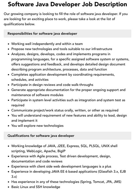 java api developer job description